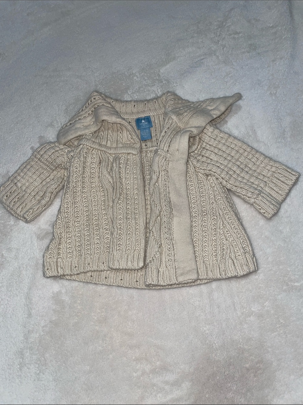GAP Cream Cable Knit Hooded Baby Jacket